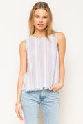The Maria  Frayed Striped Tank Top - Flair&Bound