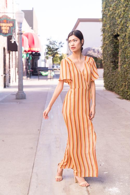 The Sarita Multi Stripe Wrap Maxi Dress - Flair&Bound