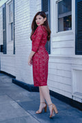 The Tiffany Mock Neck Red Dress - Flair&Bound
