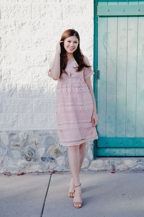 The Macaron Lace Pink Dress - Flair&Bound